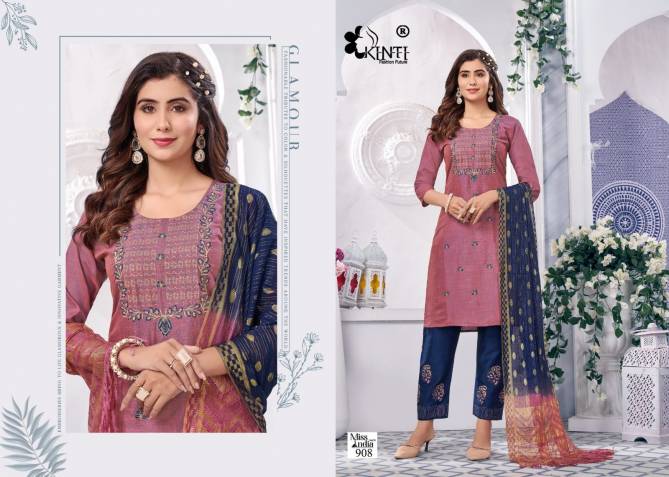 Miss India Vol 9 By Kinti Rayon Embroidery Kurti With Bottom Dupatta Wholesale Market In Surat
